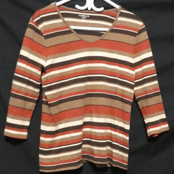 CROFT & BARROW | large | 100% Prima Cotton | Striped Long-Sleeve Top | NWOT - Picture 1 of 14